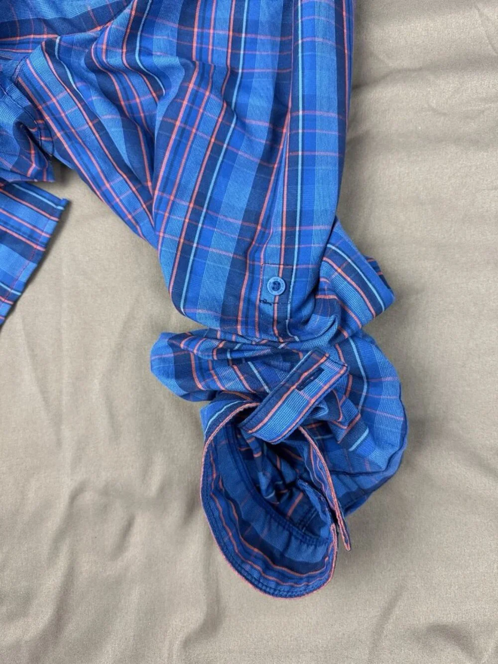 The North Face Men's XL Plaid Hiking Shirt Long Sleeve Button Up Blue Orange